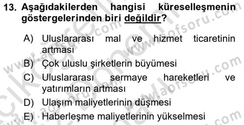 Sosyal Politika Dersi 2024 - 2025 Yılı (Final) Dönem Sonu Sınav Soruları 13. Soru