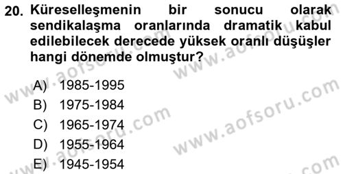 Sosyal Politika Dersi 2024 - 2025 Yılı (Final) Dönem Sonu Sınav Soruları 20. Soru