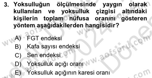 Sosyal Politika Dersi 2024 - 2025 Yılı (Final) Dönem Sonu Sınav Soruları 3. Soru