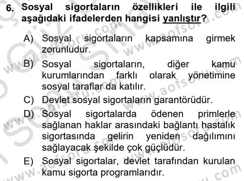 Sosyal Politika Dersi 2024 - 2025 Yılı (Final) Dönem Sonu Sınav Soruları 6. Soru