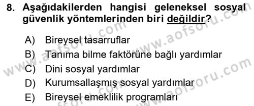 Sosyal Politika Dersi 2024 - 2025 Yılı (Final) Dönem Sonu Sınav Soruları 8. Soru