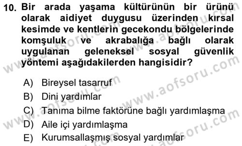 Sosyal Politika Dersi 2024 - 2025 Yılı Yaz Okulu Sınav Soruları 10. Soru