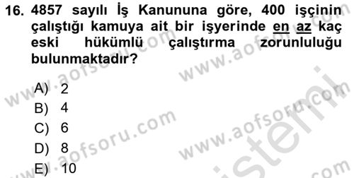 Sosyal Politika Dersi 2024 - 2025 Yılı Yaz Okulu Sınav Soruları 16. Soru