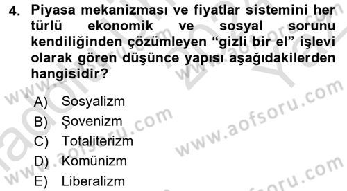 Sosyal Politika Dersi 2024 - 2025 Yılı Yaz Okulu Sınav Soruları 4. Soru