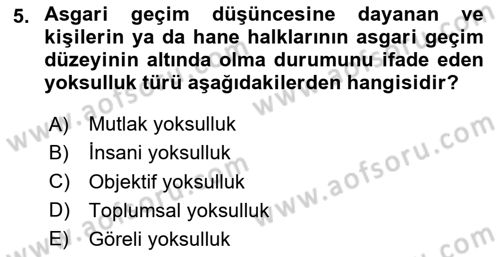 Sosyal Politika Dersi 2024 - 2025 Yılı Yaz Okulu Sınav Soruları 5. Soru