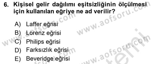 Sosyal Politika Dersi 2024 - 2025 Yılı Yaz Okulu Sınav Soruları 6. Soru