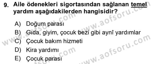 Sosyal Politika Dersi 2024 - 2025 Yılı Yaz Okulu Sınav Soruları 9. Soru