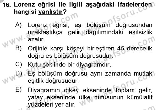 Sosyal Politika Dersi 2025 - 2026 Yılı (Vize) Ara Sınav Soruları 16. Soru