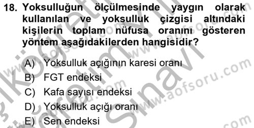 Sosyal Politika Dersi 2025 - 2026 Yılı (Vize) Ara Sınav Soruları 18. Soru