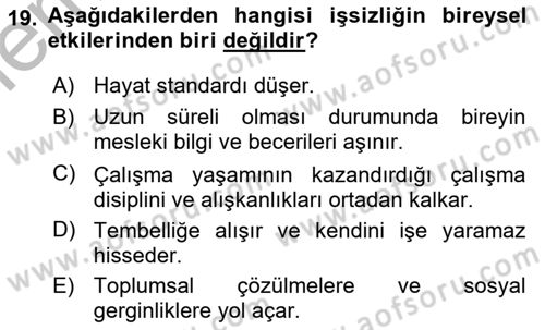 Sosyal Politika Dersi 2025 - 2026 Yılı (Vize) Ara Sınav Soruları 19. Soru