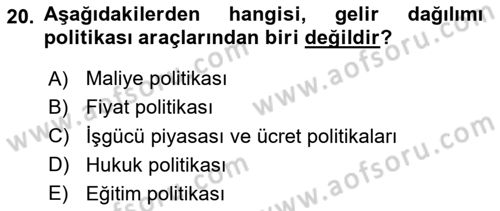 Sosyal Politika Dersi 2025 - 2026 Yılı (Vize) Ara Sınav Soruları 20. Soru