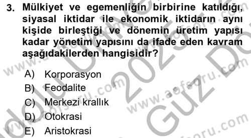 Sosyal Politika Dersi 2025 - 2026 Yılı (Vize) Ara Sınav Soruları 3. Soru