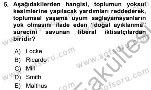 Sosyal Politika Dersi 2025 - 2026 Yılı (Vize) Ara Sınav Soruları 5. Soru