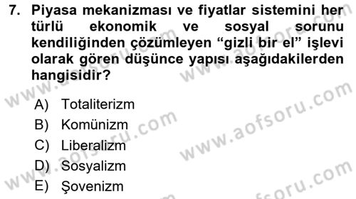 Sosyal Politika Dersi 2025 - 2026 Yılı (Vize) Ara Sınav Soruları 7. Soru