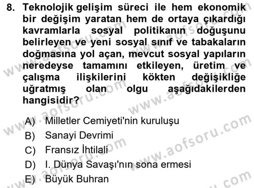 Sosyal Politika Dersi 2025 - 2026 Yılı (Vize) Ara Sınav Soruları 8. Soru