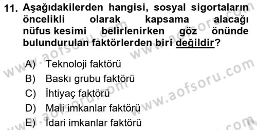 Sosyal Politika Dersi 2025 - 2026 Yılı (Final) Dönem Sonu Sınav Soruları 11. Soru