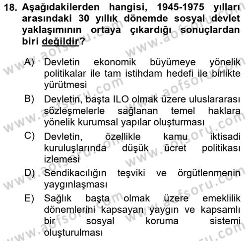 Sosyal Politika Dersi 2025 - 2026 Yılı (Final) Dönem Sonu Sınav Soruları 18. Soru