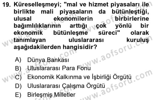 Sosyal Politika Dersi 2025 - 2026 Yılı (Final) Dönem Sonu Sınav Soruları 19. Soru