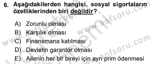 Sosyal Politika Dersi 2025 - 2026 Yılı (Final) Dönem Sonu Sınav Soruları 6. Soru