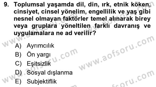 Sosyal Politika Dersi 2025 - 2026 Yılı (Final) Dönem Sonu Sınav Soruları 9. Soru