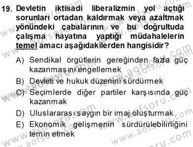 Sosyal Politika 1 Dersi 2013 - 2014 Yılı (Vize) Ara Sınav Soruları 19. Soru