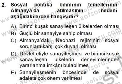 Sosyal Politika 1 Dersi Ara Sınavı Deneme Sınav Soruları 2. Soru