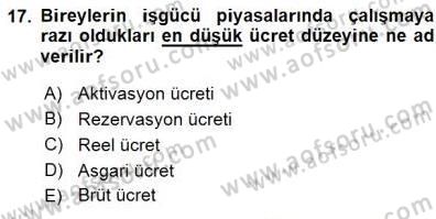 Sosyal Politika 1 Dersi 2015 - 2016 Yılı (Final) Dönem Sonu Sınav Soruları 17. Soru