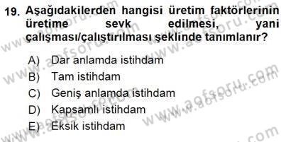 Sosyal Politika 1 Dersi 2015 - 2016 Yılı (Final) Dönem Sonu Sınav Soruları 19. Soru
