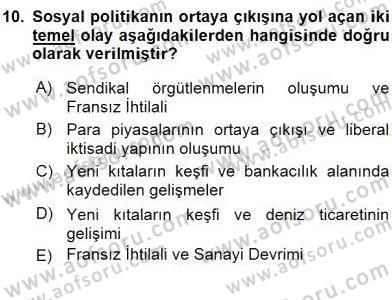 Sosyal Politika 1 Dersi Ara Sınavı Deneme Sınav Soruları 10. Soru