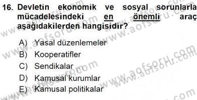 Sosyal Politika 1 Dersi Ara Sınavı Deneme Sınav Soruları 16. Soru