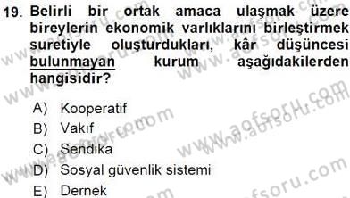 Sosyal Politika 1 Dersi Ara Sınavı Deneme Sınav Soruları 19. Soru