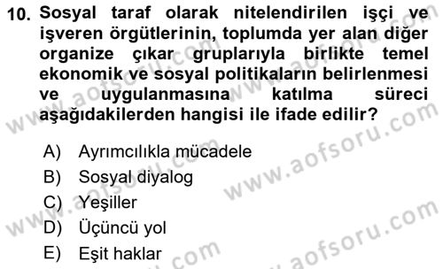 Sosyal Politika 1 Dersi 2019 - 2020 Yılı (Final) Dönem Sonu Sınav Soruları 10. Soru