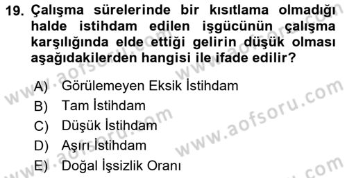 Sosyal Politika 1 Dersi 2019 - 2020 Yılı (Final) Dönem Sonu Sınav Soruları 19. Soru