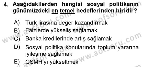 Sosyal Politika 1 Dersi 2019 - 2020 Yılı (Final) Dönem Sonu Sınav Soruları 4. Soru