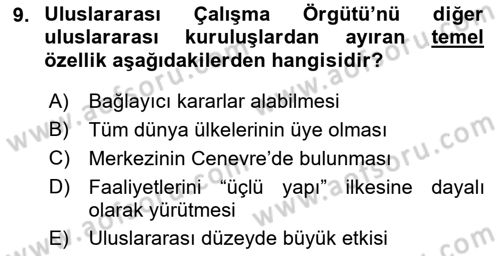 Sosyal Politika 1 Dersi 2019 - 2020 Yılı (Final) Dönem Sonu Sınav Soruları 9. Soru