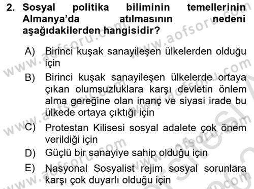 Sosyal Politika 1 Dersi 2020 - 2021 Yılı Yaz Okulu Sınav Soruları 2. Soru