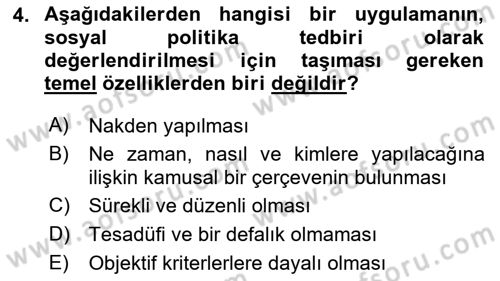 Sosyal Politika 1 Dersi 2020 - 2021 Yılı Yaz Okulu Sınav Soruları 4. Soru