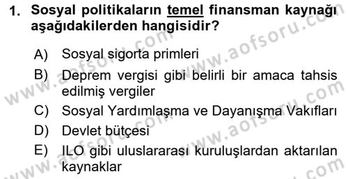 Sosyal Politika 1 Dersi 2021 - 2022 Yılı Yaz Okulu Sınav Soruları 1. Soru