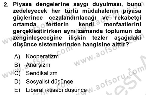 Sosyal Politika 1 Dersi 2021 - 2022 Yılı Yaz Okulu Sınav Soruları 2. Soru