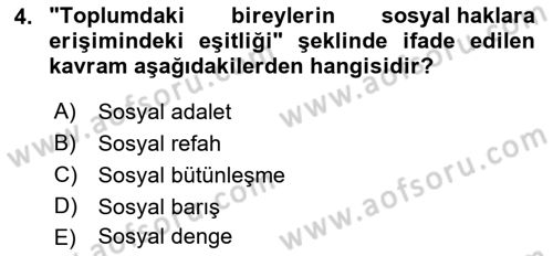 Sosyal Politika 1 Dersi 2021 - 2022 Yılı Yaz Okulu Sınav Soruları 4. Soru
