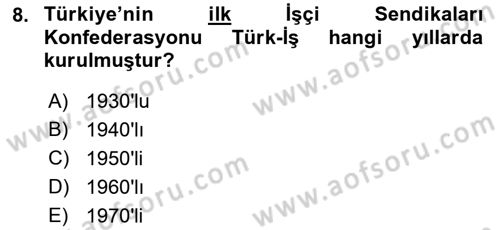 Sosyal Politika 1 Dersi 2021 - 2022 Yılı Yaz Okulu Sınav Soruları 8. Soru