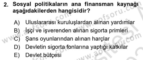 Sosyal Politika 1 Dersi 2022 - 2023 Yılı Yaz Okulu Sınav Soruları 2. Soru