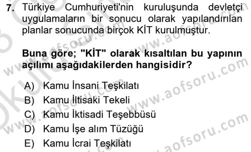 Sosyal Politika 1 Dersi 2022 - 2023 Yılı Yaz Okulu Sınav Soruları 7. Soru