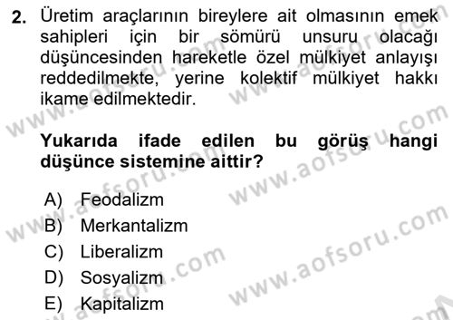 Sosyal Politika 1 Dersi 2024 - 2025 Yılı Yaz Okulu Sınav Soruları 2. Soru