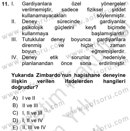 Sosyal Politika 1 Dersi 2025 - 2026 Yılı (Vize) Ara Sınav Soruları 11. Soru