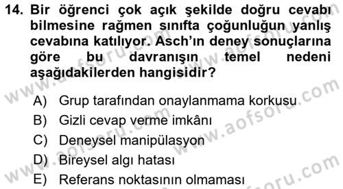 Sosyal Politika 1 Dersi 2025 - 2026 Yılı (Vize) Ara Sınav Soruları 14. Soru