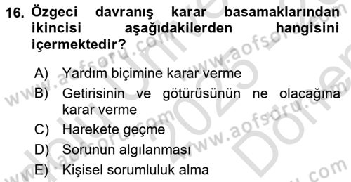 Sosyal Politika 1 Dersi 2025 - 2026 Yılı (Final) Dönem Sonu Sınav Soruları 16. Soru