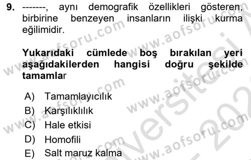 Sosyal Politika 1 Dersi 2025 - 2026 Yılı (Final) Dönem Sonu Sınav Soruları 9. Soru