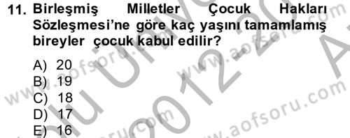 Sosyal Politika 2 Dersi 2012 - 2013 Yılı (Vize) Ara Sınav Soruları 11. Soru