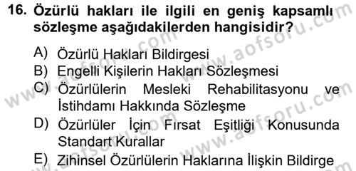 Sosyal Politika 2 Dersi 2012 - 2013 Yılı (Vize) Ara Sınav Soruları 16. Soru
